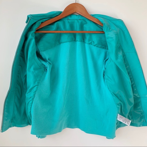 NYGARD | TURQUOISE LEATHER WOVEN LIGHTWEIGHT SHOWSTOPPER MOTO JACKET STATEMENT - Picture 3 of 12